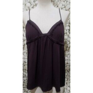Ann Taylor Loft Brown V Neck Cami Fairy Retro Babydoll 90s Tank Top Size Medium